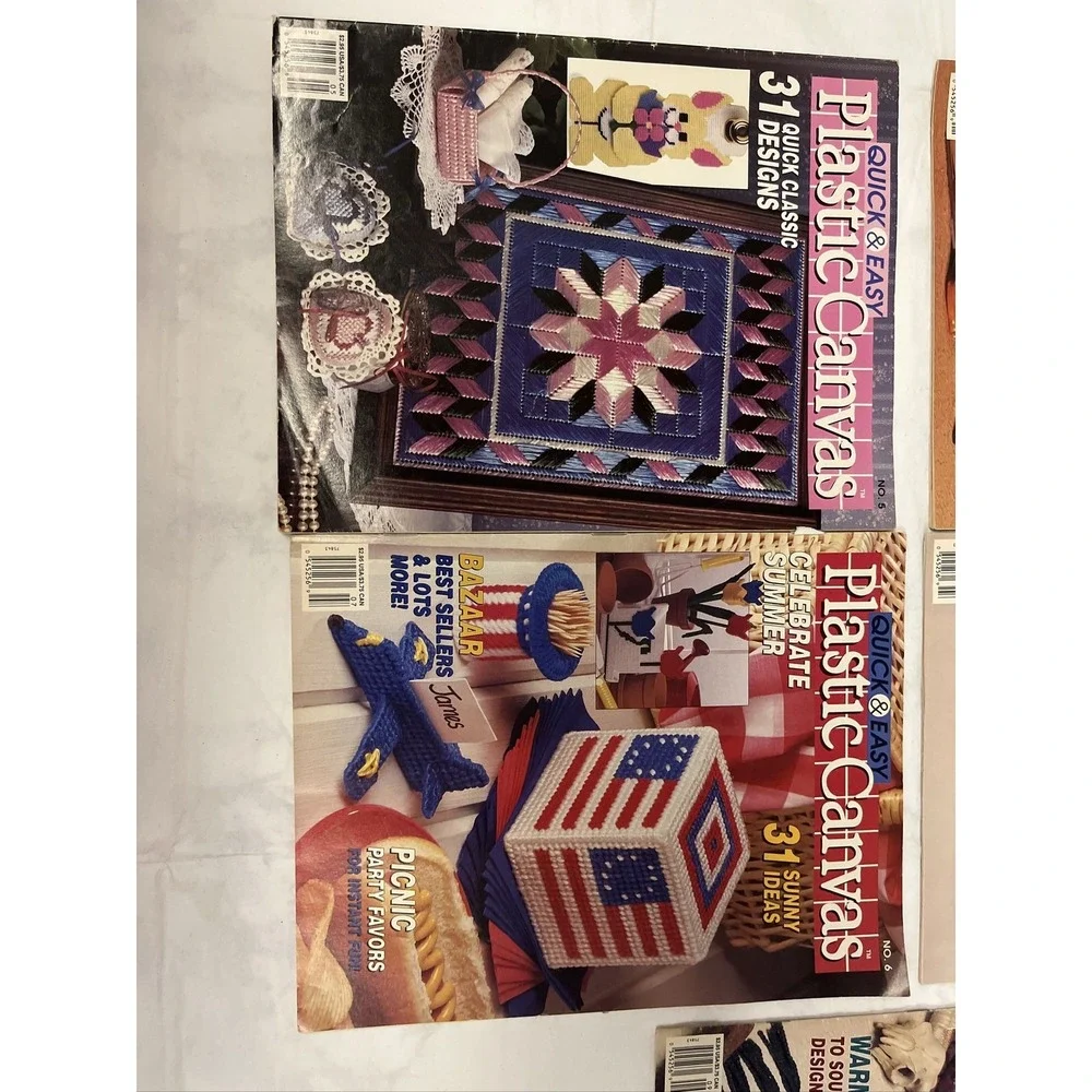 Lot of 5 quick and Easy Plastic Canvas Magazine‎ Craft Patterns 1990
